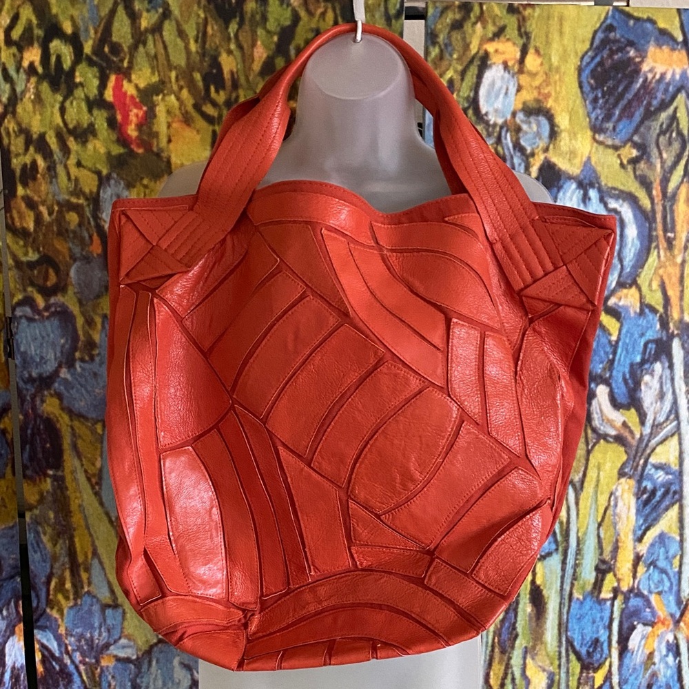 🌺DAUTORE, NWOT, Orange Leather Tote